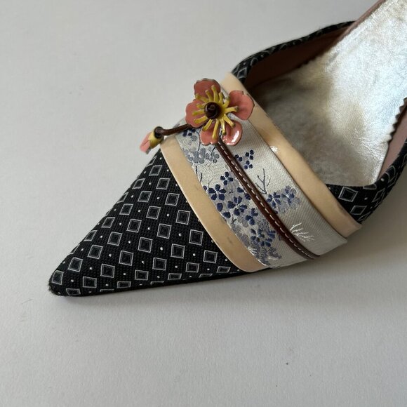 PRADA VINTAGE KIMONO EMBELLISHED MULES - Picture 8 of 13